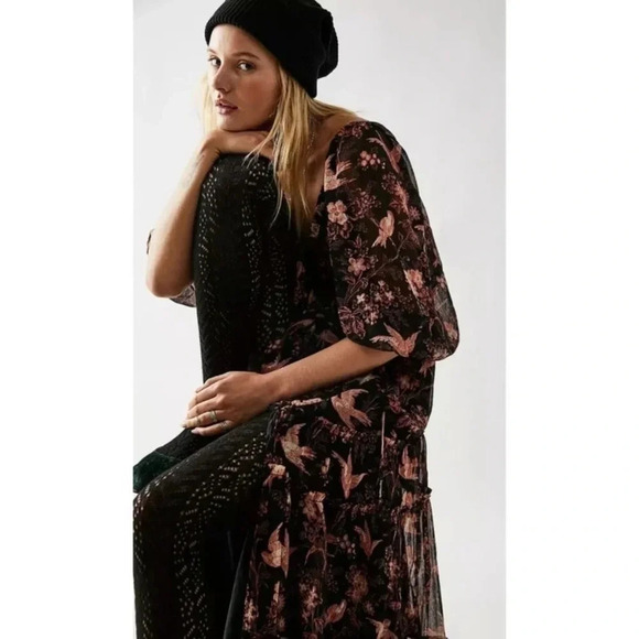 New Free People Youre A Jewel Maxi Dress Printed Floral Summer Long Sleeve - Picture 5 of 13